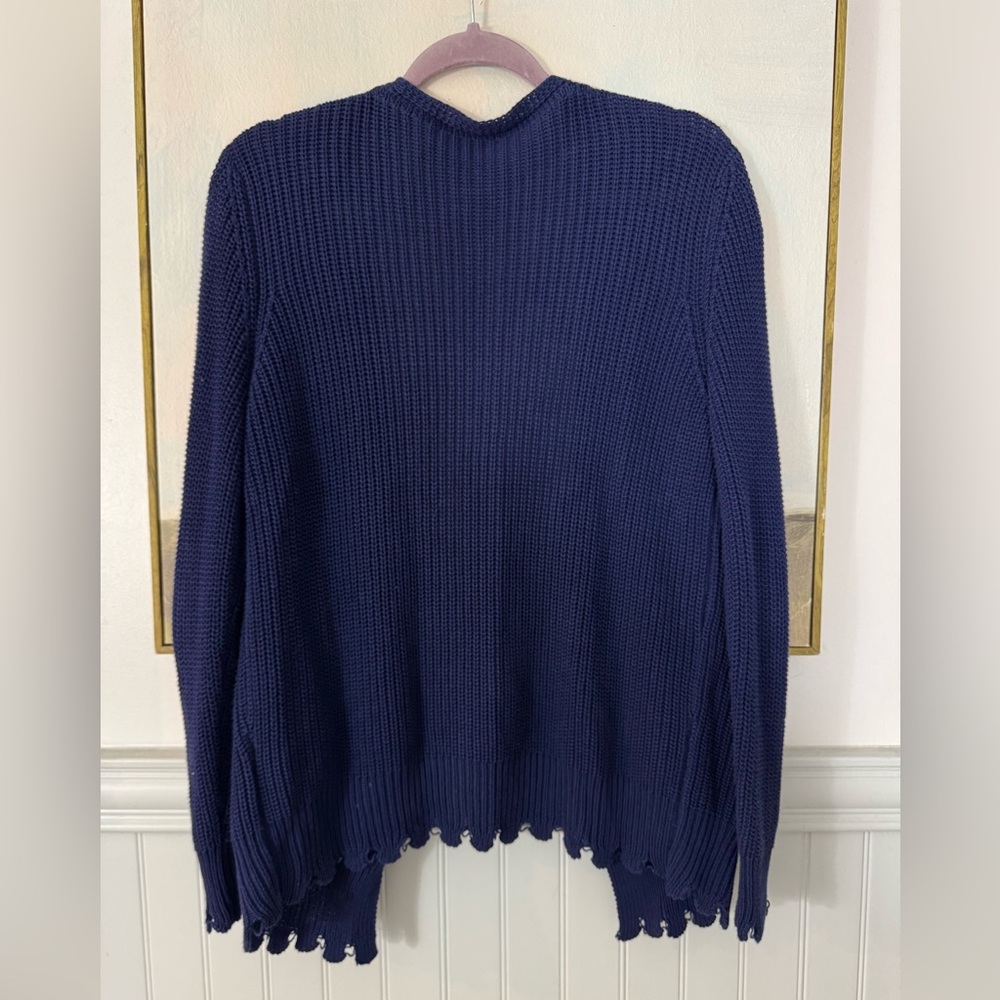 MK FASHIONS ITALY Women's Blue Knit Distressed Cardigan Sweater Size 46 - Picture 4 of 4